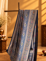 Blue Meenakari Silk Brocade Jaal Saree