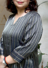 Black Striped Handwoven Silk Co-ord Set