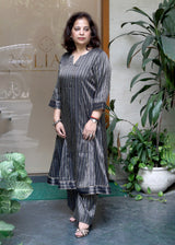 Black Striped Handwoven Silk Co-ord Set