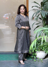 Black Striped Handwoven Silk Co-ord Set