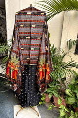 Black Bootidar Chanderi Suit Set