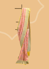 Pink Jaal Handpainted Georgette Saree