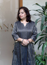 Black Striped Handwoven Silk Co-ord Set