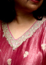 Pink Tissue Zari Booti Sharara Set