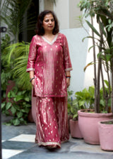 Pink Tissue Zari Booti Sharara Set