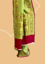 Pista Kalamkari Tussar Georgette Saree