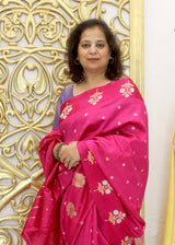 Pink Zari Soft Silk Saree