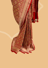 Red Brocade Jaal Saree