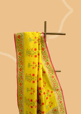 Mughal Boota Saree in Mustard Tussar Georgette