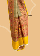 Grey Tussar Georgette Saree with Kalamkari Accents