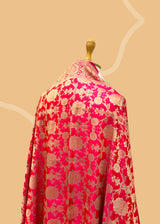 Shot Pink Floral Jaal Dupatta in Katan Silk