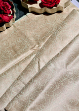 Sage green thaan with ornamental weave