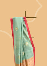 Green Tussar Georgette Saree with Sona Roopa Motifs