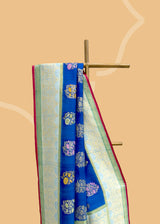 Indigo Floral Bunch Tussar Georgette Saree