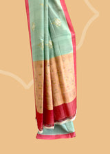 Green Tussar Georgette Saree with Sona Roopa Motifs