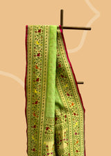 Pista Kalamkari Tussar Georgette Saree