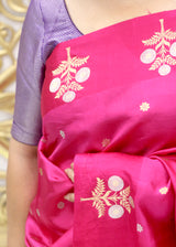 Pink Zari Soft Silk Saree