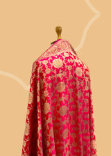 Shot Pink Floral Jaal Dupatta in Katan Silk