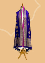 Purple Katan Dupatta with Geometric Zari Bootis