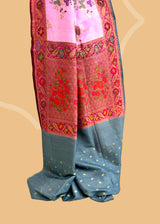 Bubblegum Pink Tussar Georgette Saree with Meenakari Florals