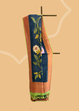 Grey Tussar Georgette Saree with Handpainted Floral Trellis