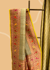 Grey Tussar Georgette Saree with Kalamkari Accents
