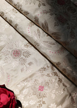Cream woven thaan with meenakari border