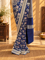 Royal Blue Gold Zari Banarasi Saree