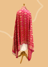 Shot Pink Floral Jaal Dupatta in Katan Silk