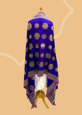 Purple Katan Dupatta with Geometric Zari Bootis