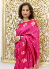Pink Zari Soft Silk Saree