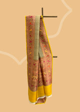 Grey Tussar Georgette Saree with Kalamkari Accents