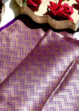 Purple thaan with chevron weave
