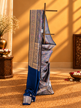 Blue Meenakari Silk Brocade Jaal Saree