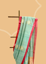 Green Tussar Georgette Saree with Sona Roopa Motifs