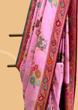Bubblegum Pink Tussar Georgette Saree with Meenakari Florals