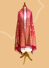 Shot Pink Floral Jaal Dupatta in Katan Silk