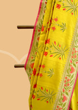 Mughal Boota Saree in Mustard Tussar Georgette
