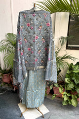Pale Blue Bootidar Chanderi Suit Set