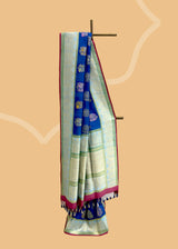 Indigo Floral Bunch Tussar Georgette Saree