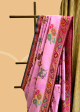 Bubblegum Pink Tussar Georgette Saree with Meenakari Florals