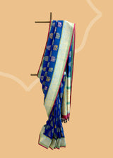 Indigo Floral Bunch Tussar Georgette Saree