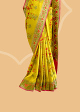Mughal Boota Saree in Mustard Tussar Georgette