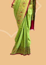 Pista Kalamkari Tussar Georgette Saree