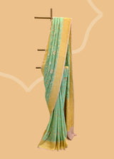 Sea Green With Contrast Pink Border Saree