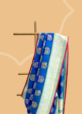 Indigo Floral Bunch Tussar Georgette Saree