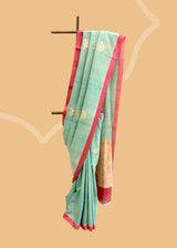 Green Tussar Georgette Saree with Sona Roopa Motifs