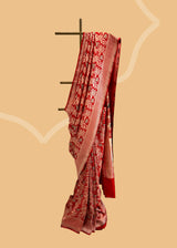 Red Forest Jaal Shikargah Soft Silk Saree