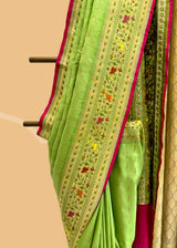 Pista Kalamkari Tussar Georgette Saree