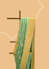 Sea Green With Contrast Pink Border Saree